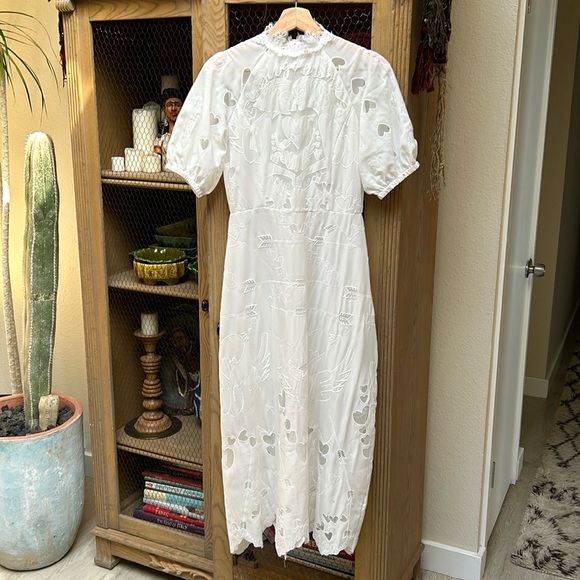 Sthela & Co White Embroidered Eyelet Lace Cut Out Short Sleeve Maxi Dress - Picture 1 of 14